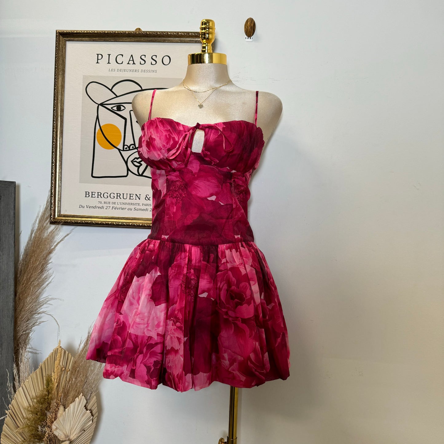 Rose Bubble Dress-Hot Pink