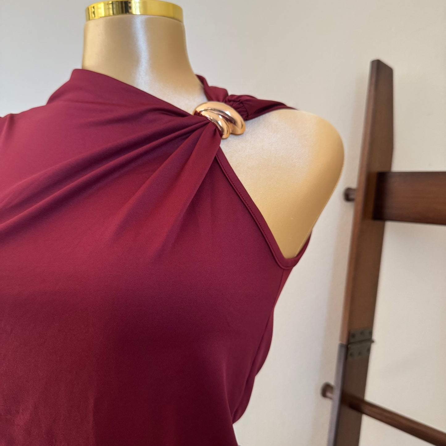 Plus size Top With Gold Detail -Burgundy
