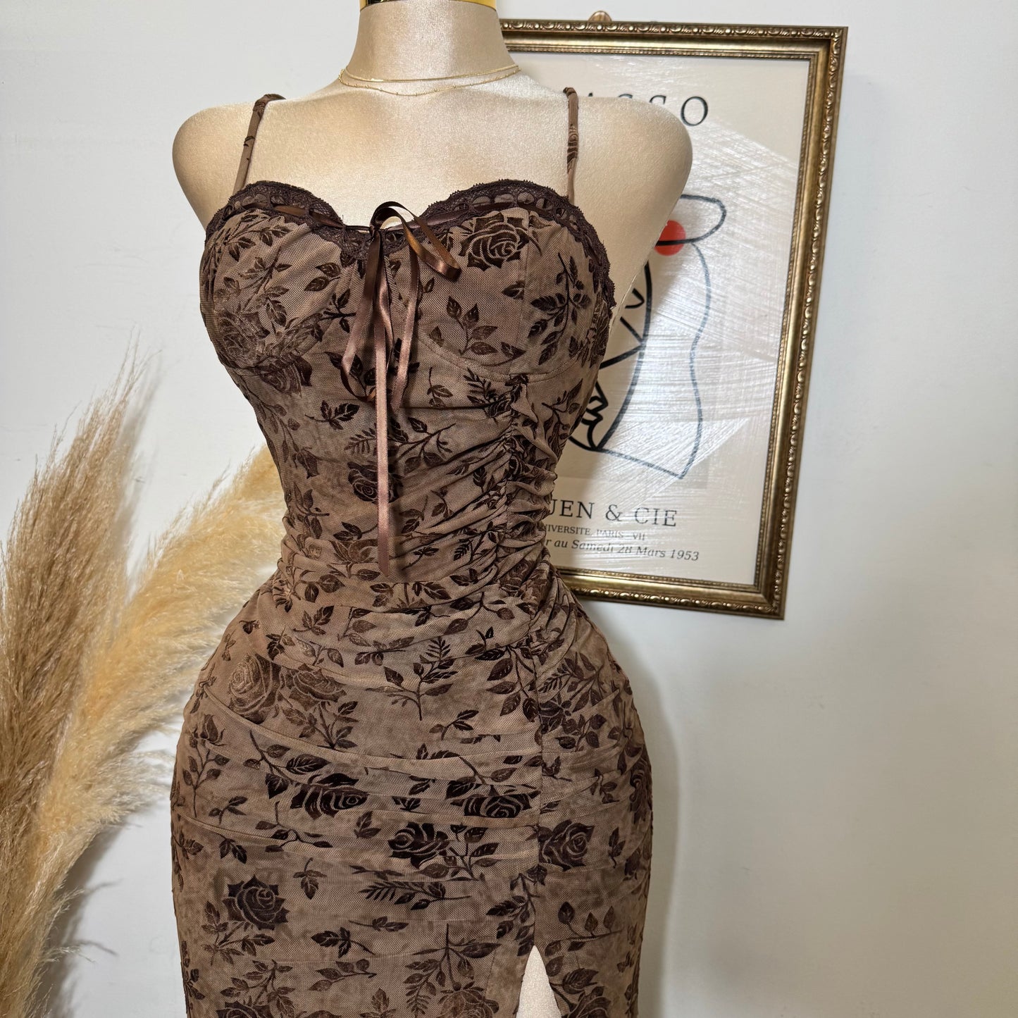 Printed Maxi Dress-Chocolate