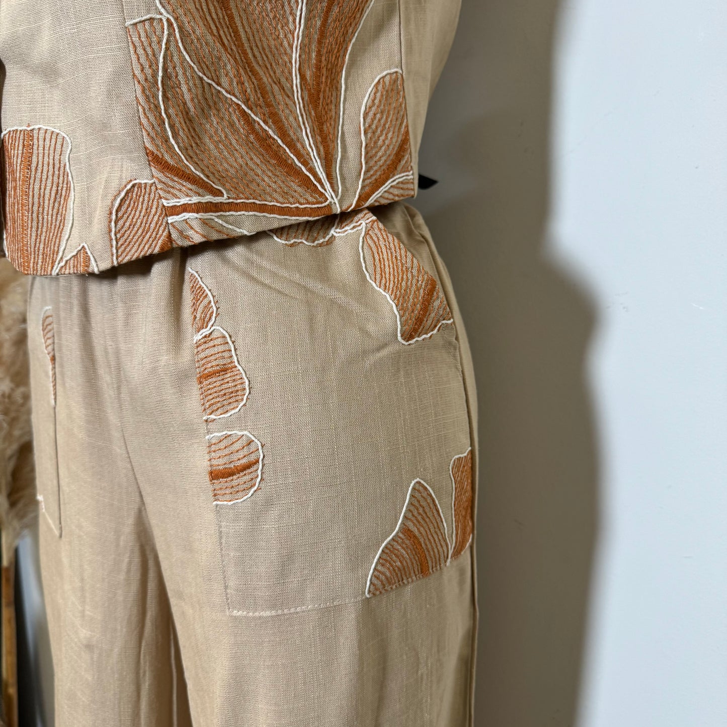Ahoi Linen Pant Set-Brown