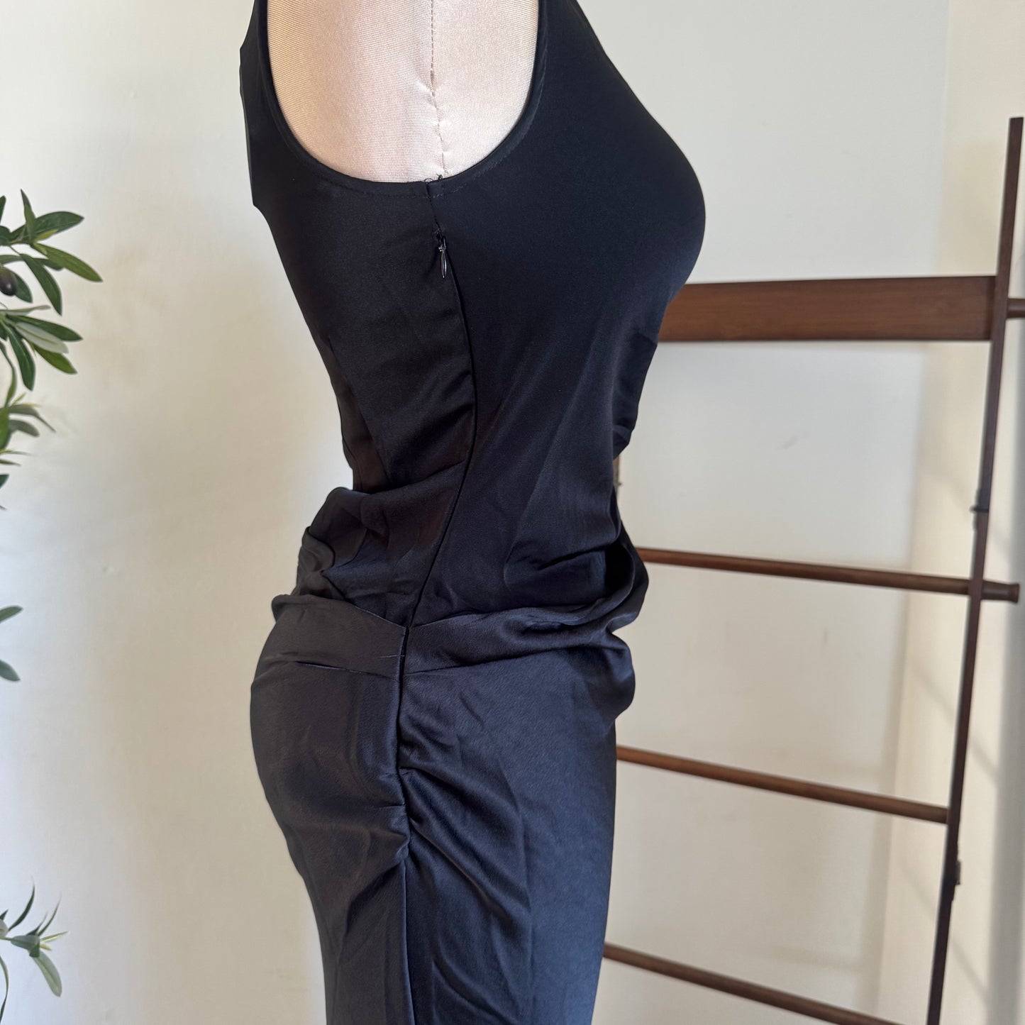 Sable Asymmetrical Maxi Dress-Black