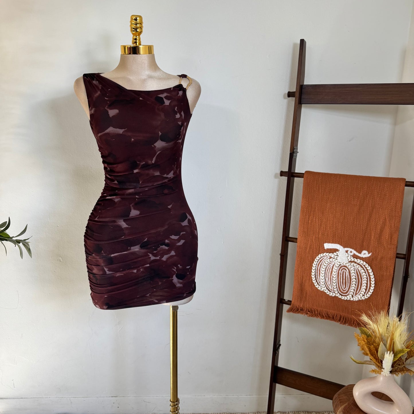 One shoulder Double Layered-Brown