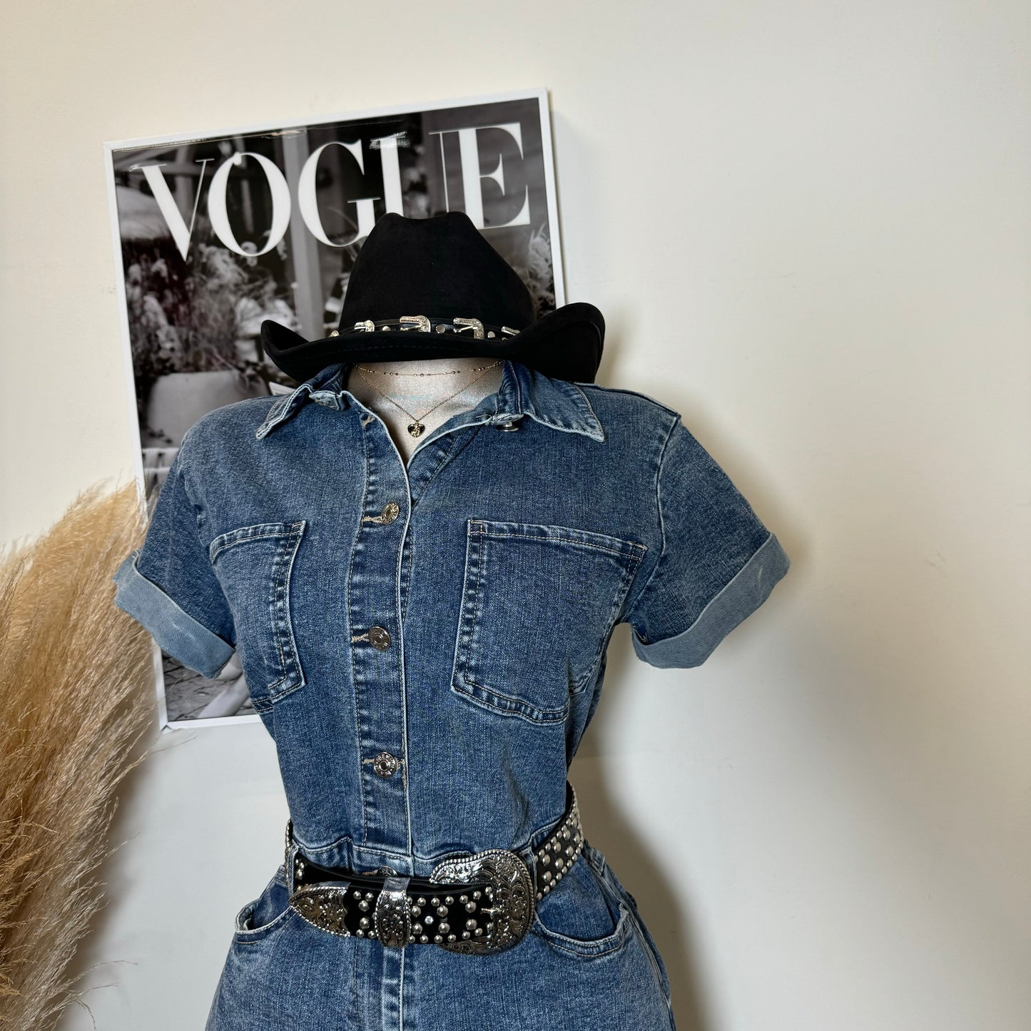 Denim Romper-Blue