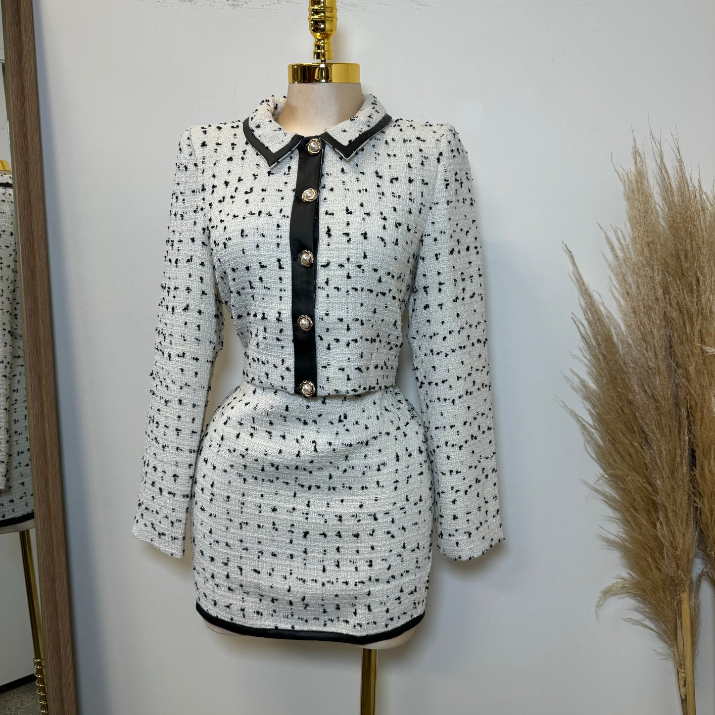Bratz Tweed Skirt Set-White/Black