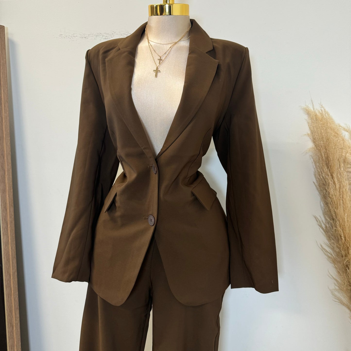 Boss Lady Pant Suit-Brown