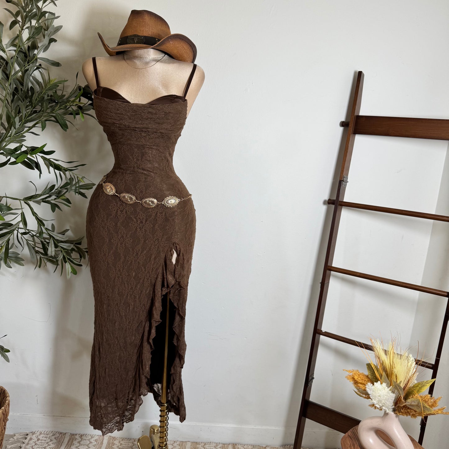 Mismaloya Dress-Lace Brown