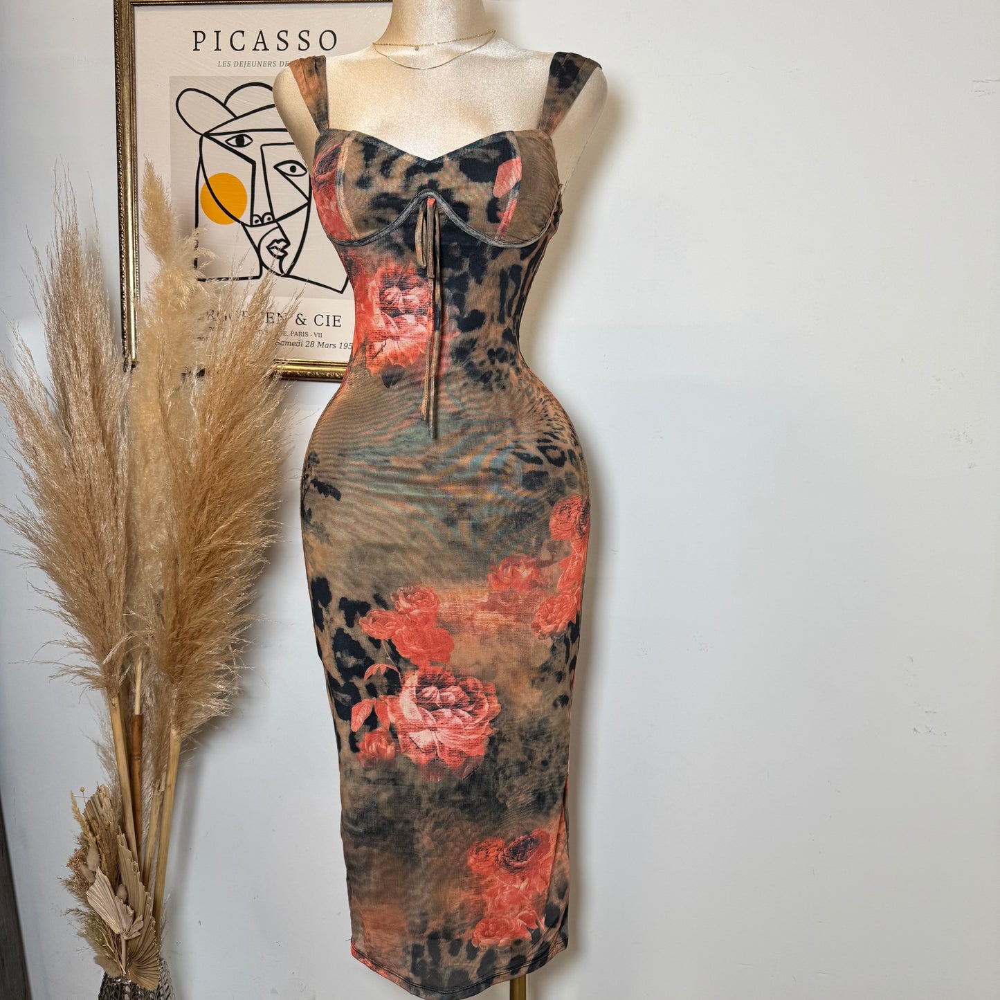 Zulu Mesh Dress-Multi Red