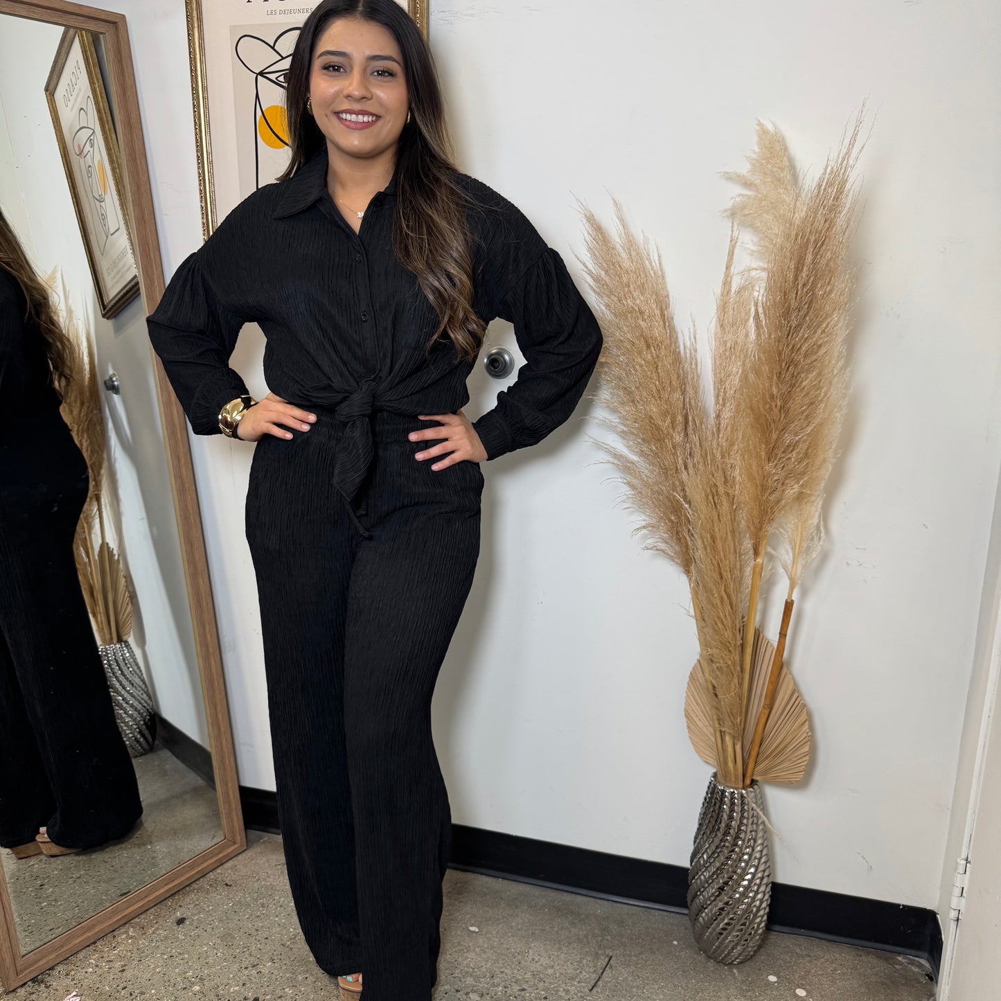 Long sleeve Pant Set-Black