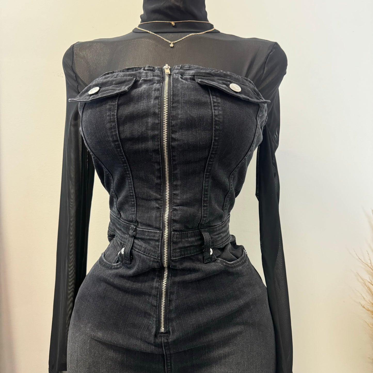 Rodeo Strapless Denim Jumpsuit-Black1