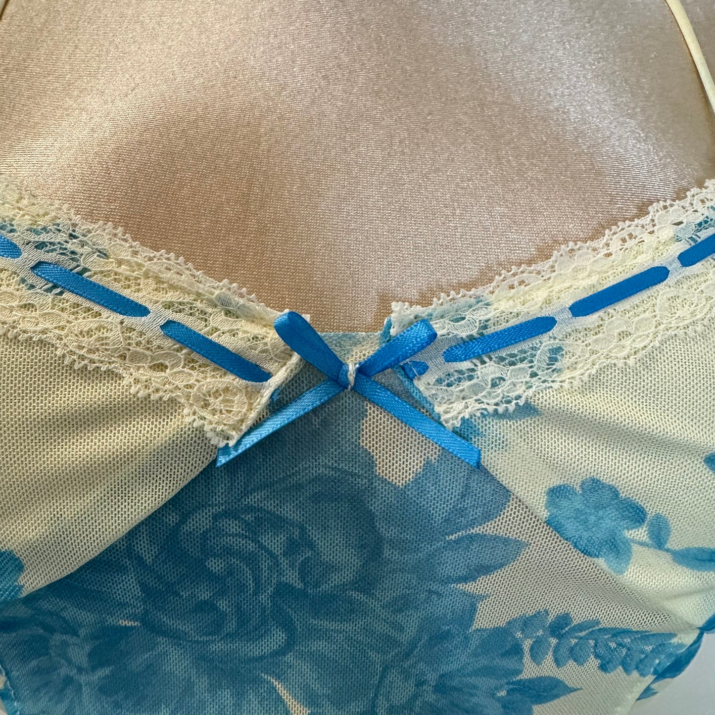 Mesh Two Piece Skirt Set-Blue