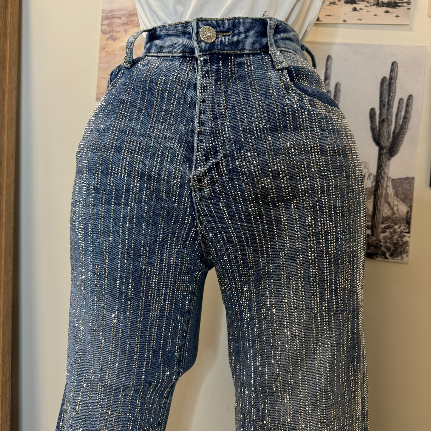 Karla Rhinestone Jeans-Blue