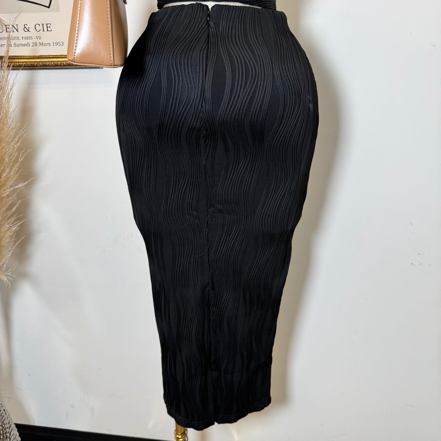 Halter Neck and Midi Skirt Set-Black