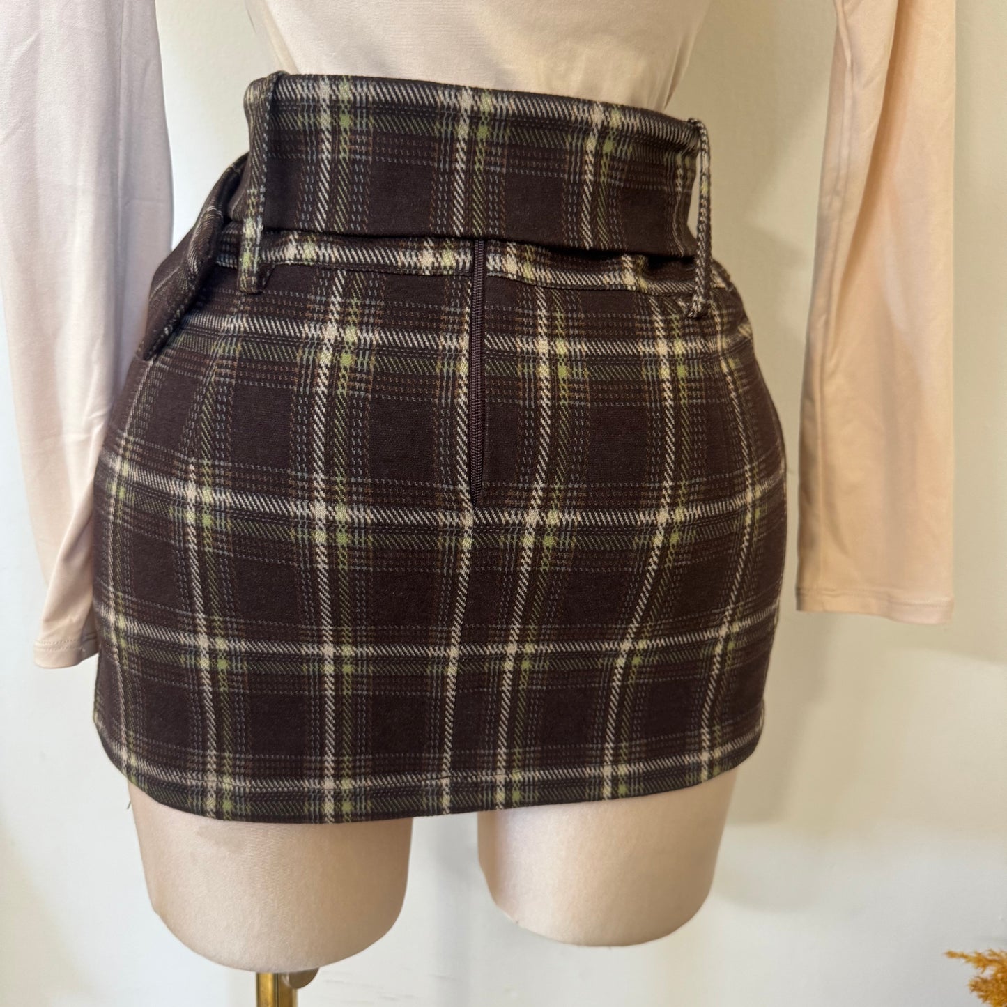 Square Mini Skirt with Belt shorts Underneath