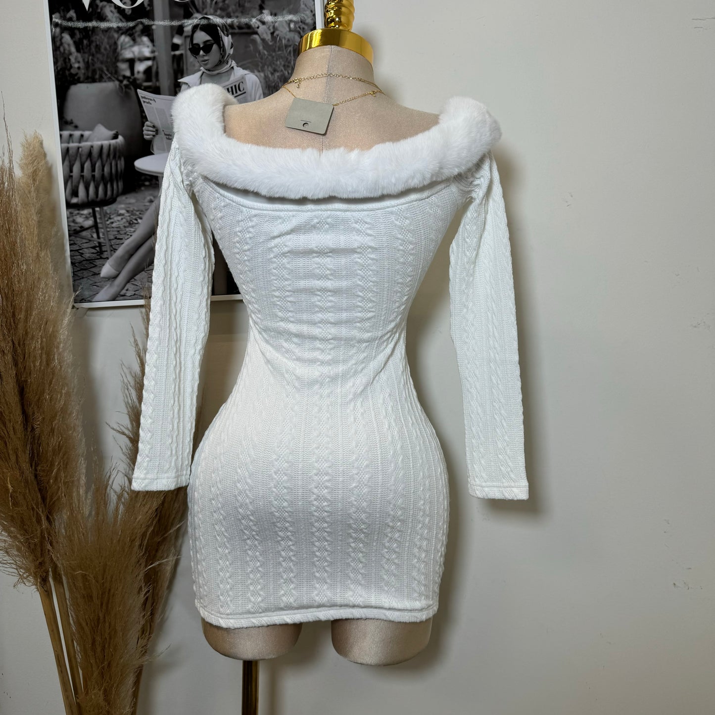Reloj Long Sleeve Dress-White