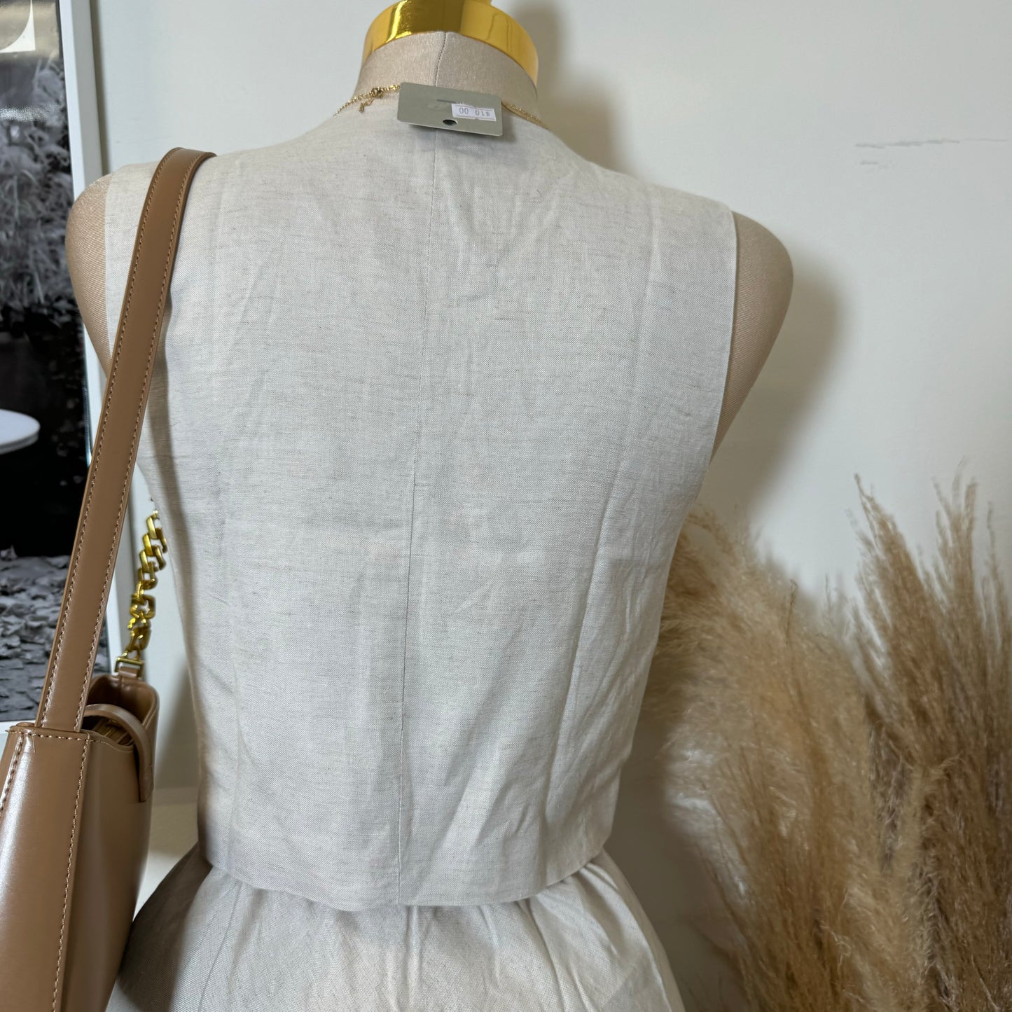 Linen Maxi Skirt Set-Beige