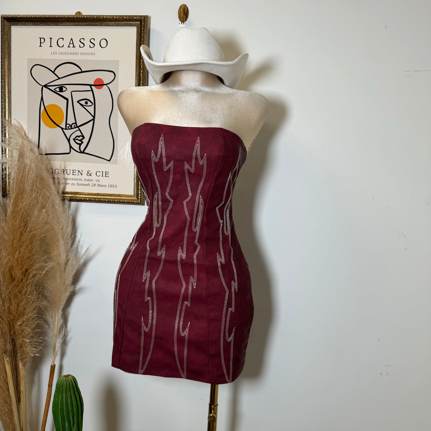 Taymara Corset Dress-Burgundy