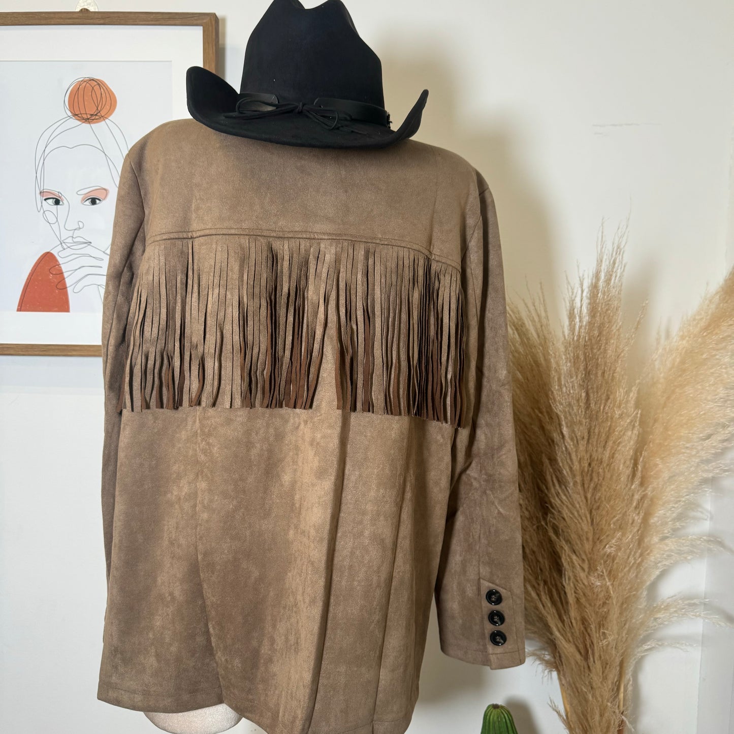 Fringe Blazer- Tan