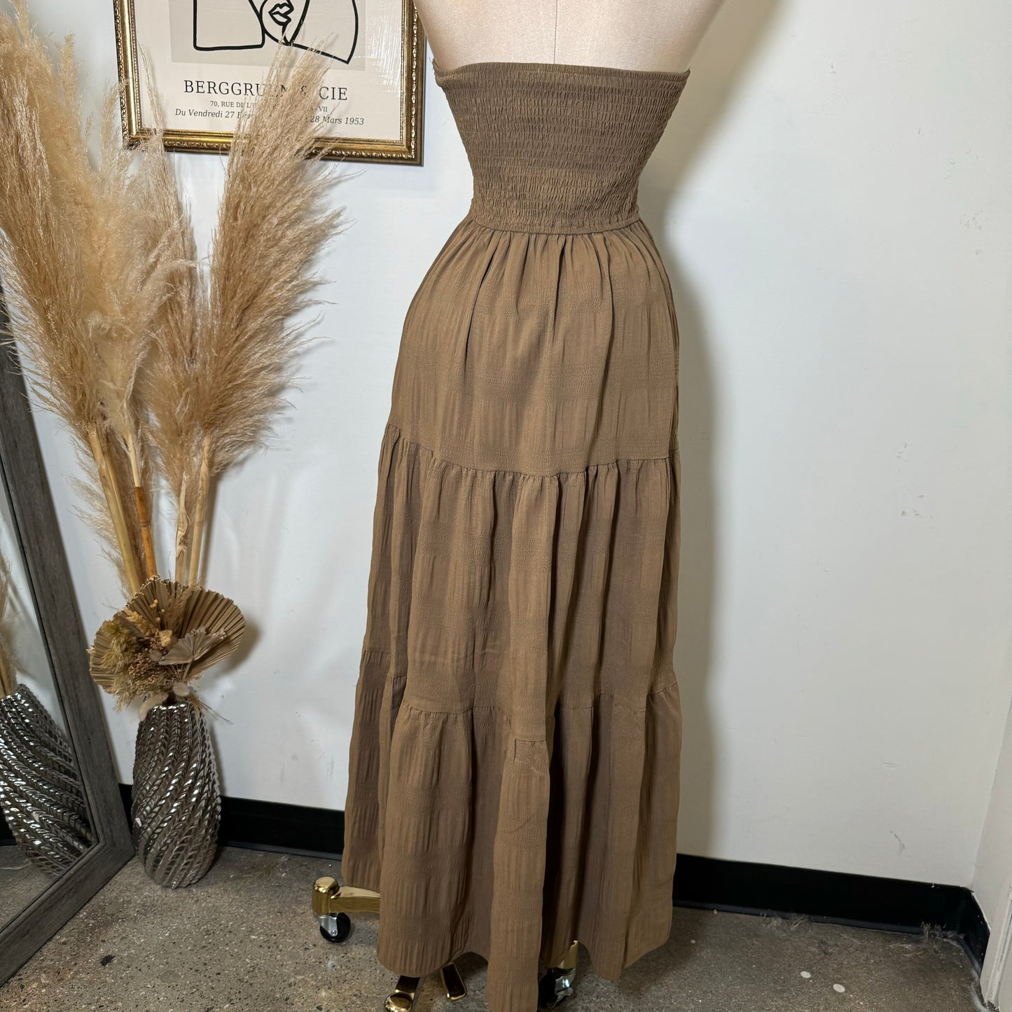 Strapless Maxi Dress-Brown