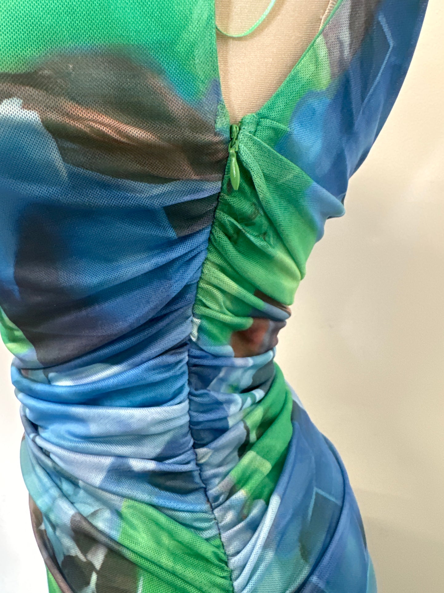 Eli Mesh Asymmetric Dress-Multi