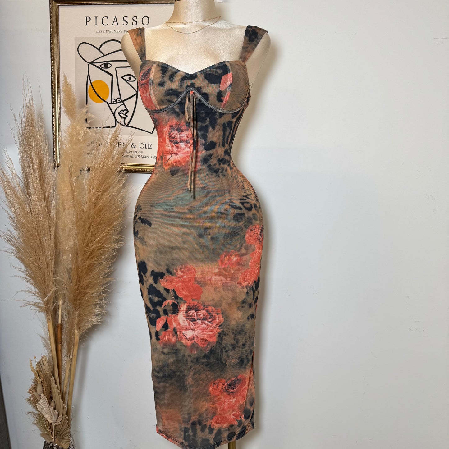 Zulu Mesh Dress-Multi Red
