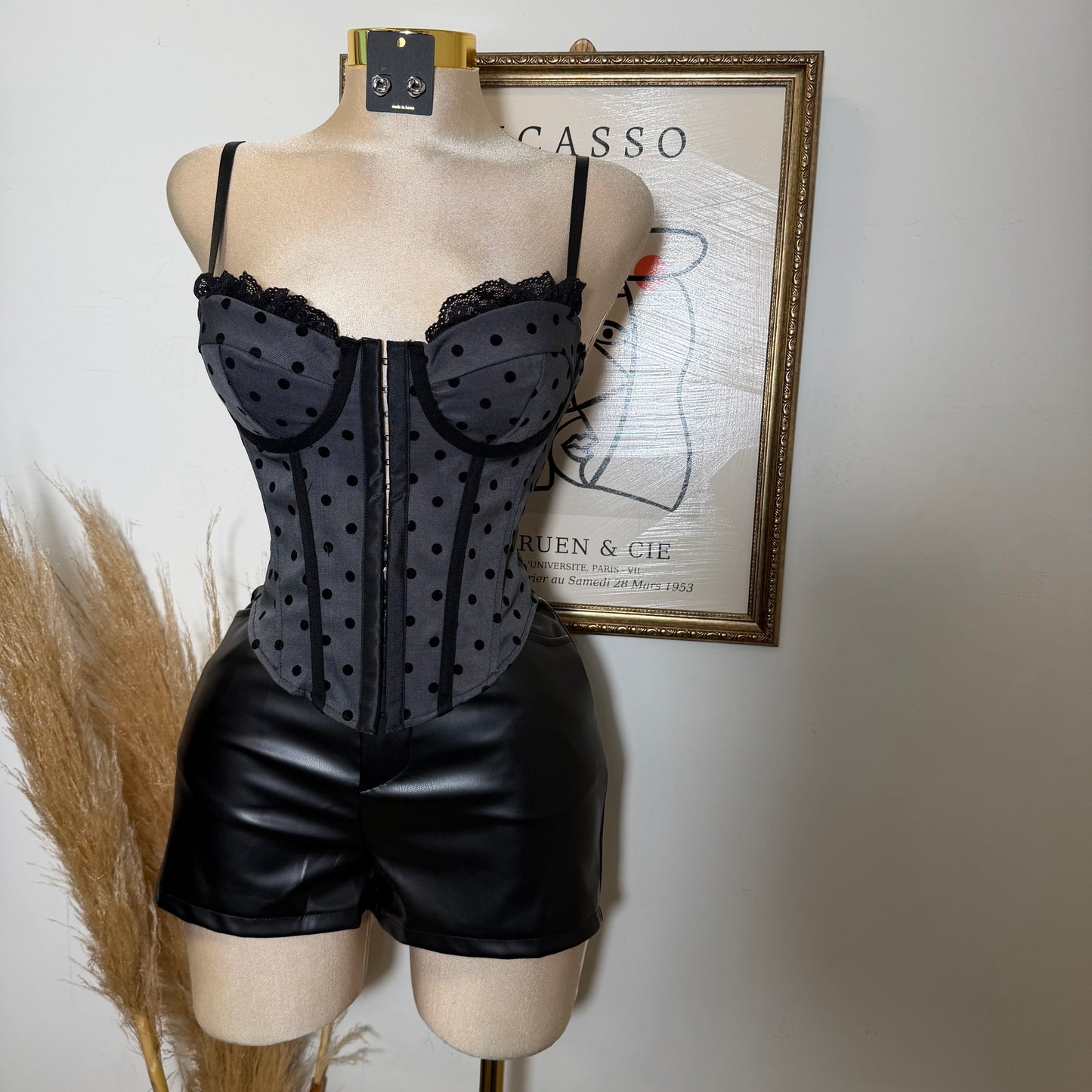 Polka Dot Corset Lace Up in the back