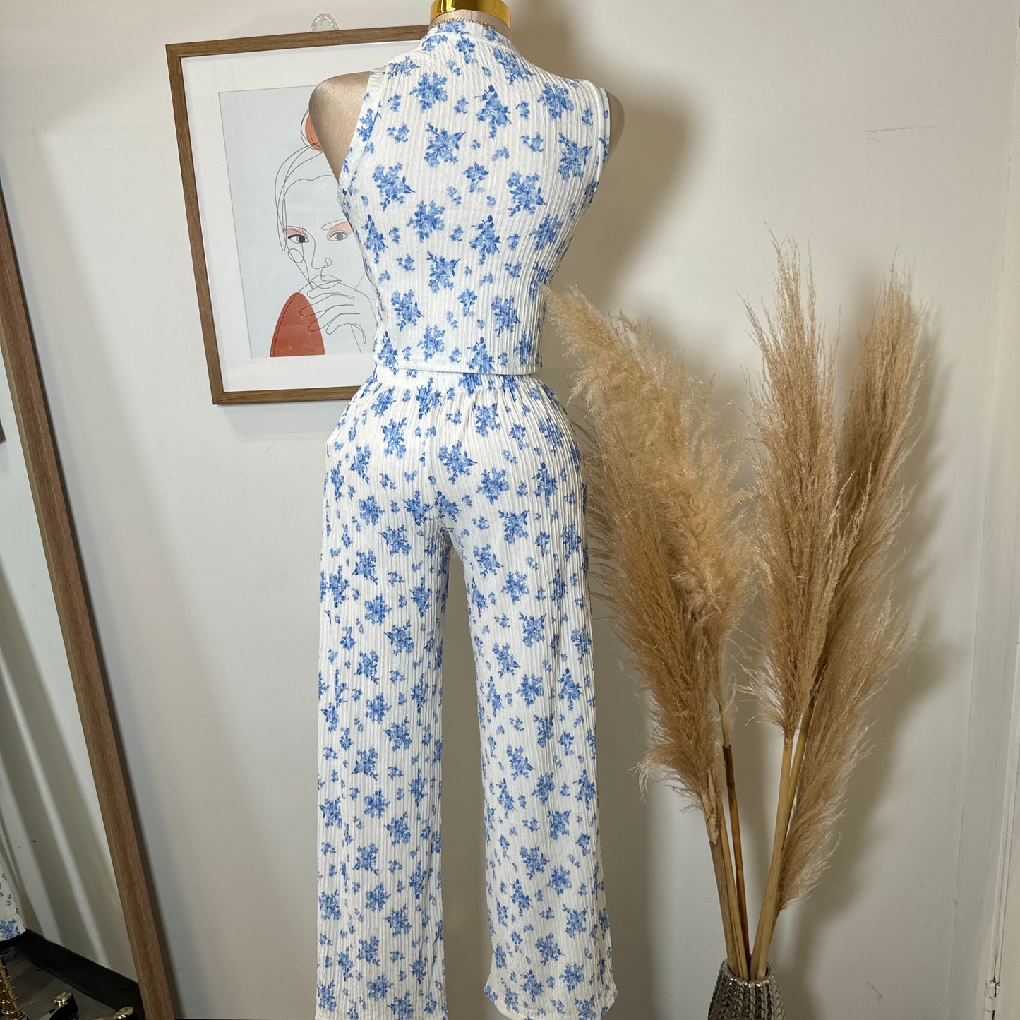 Tamara Two Piece Set-White/Blue