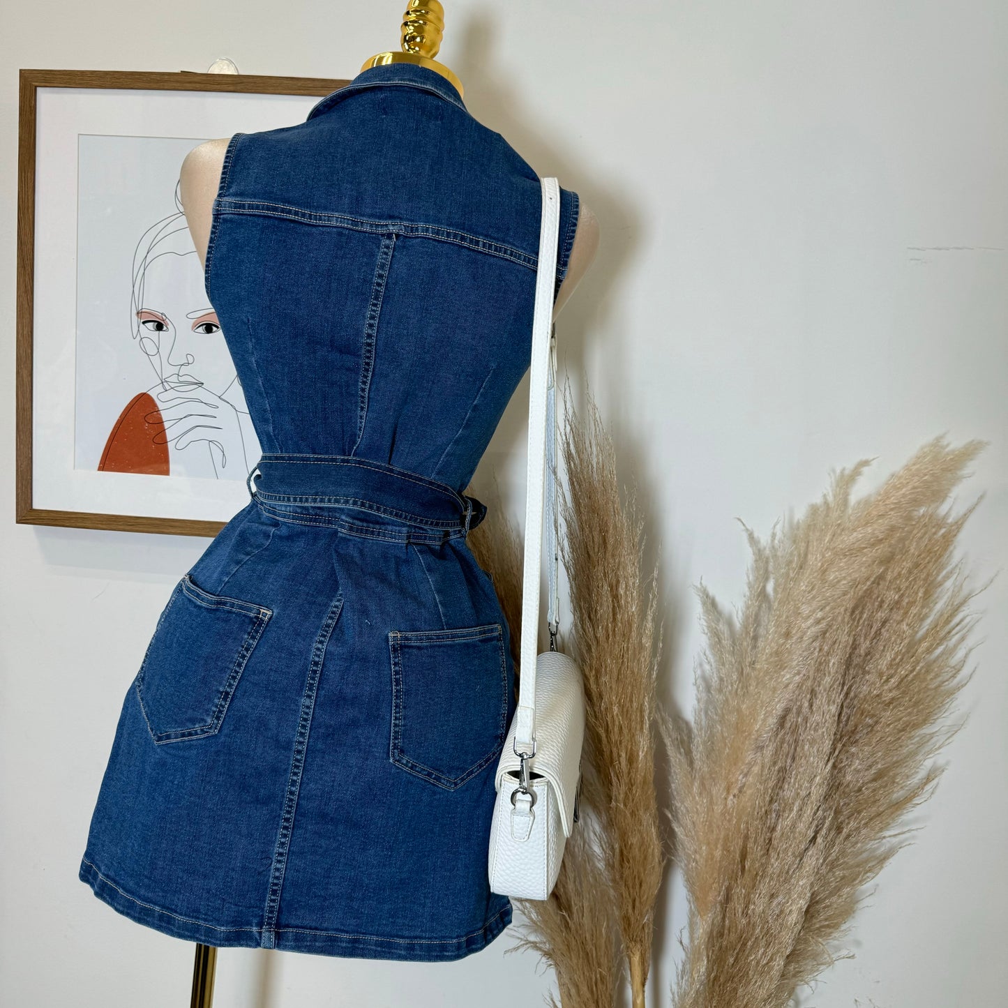 Vaquera Denim Belt Dress-Blue