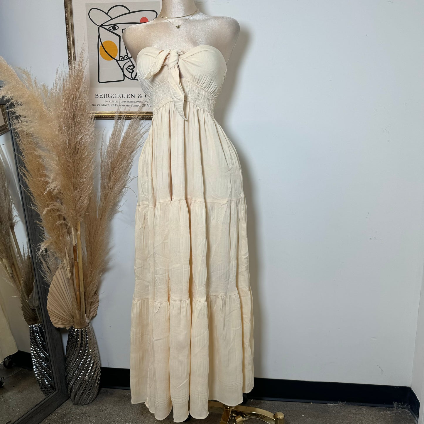 Strapless Maxi Dress-Baby Yellow