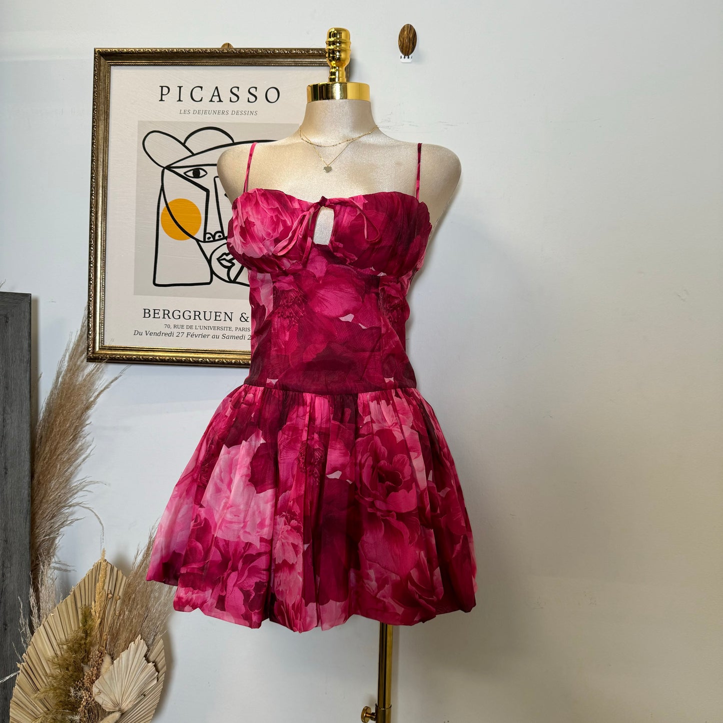Rose Bubble Dress-Hot Pink