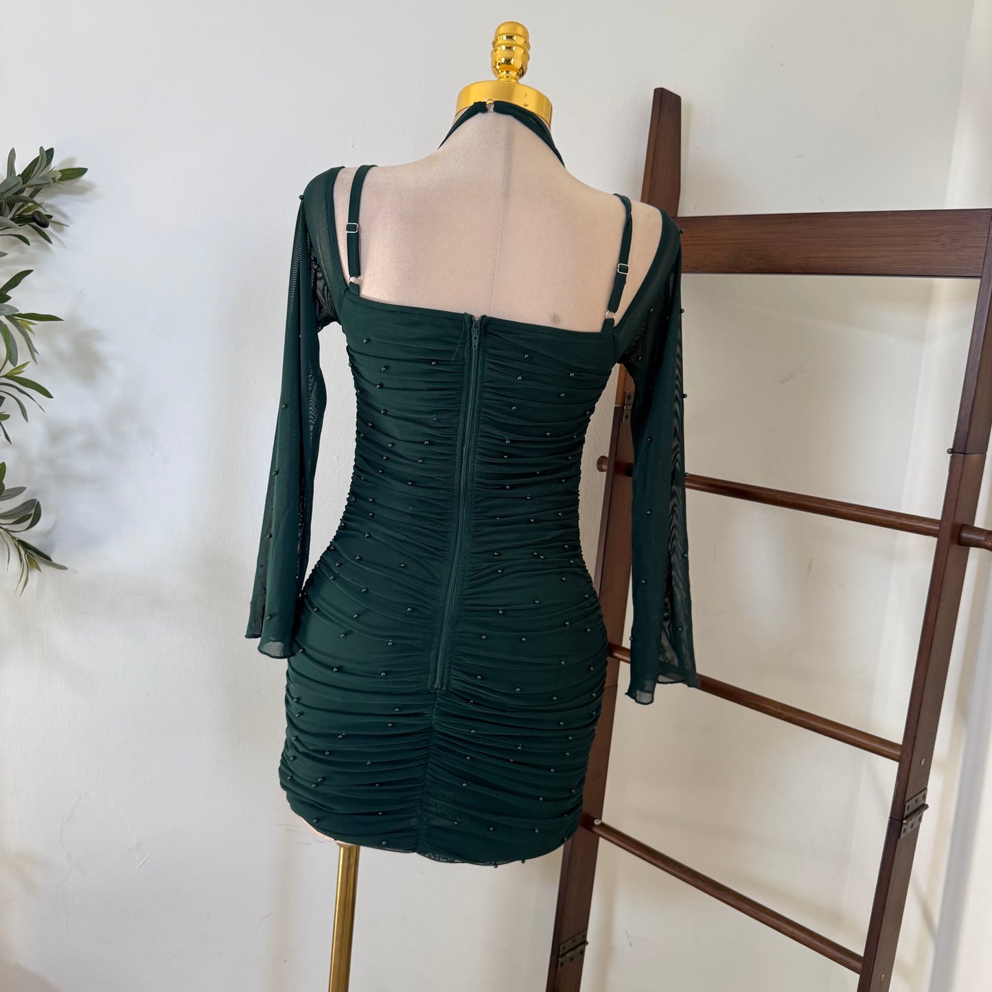Pearl Long sleeve Dress-Hunter Green