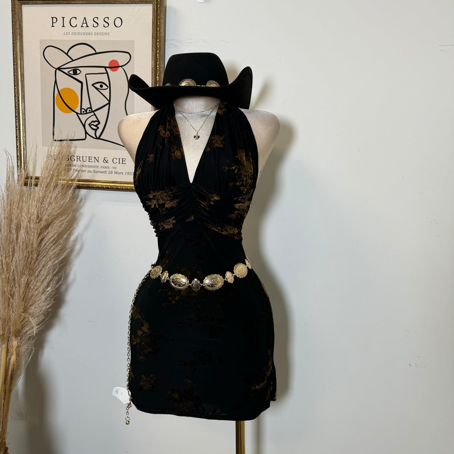 Halter Neck Mini Dress-Black