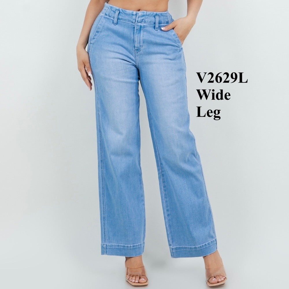 V2629L Wide Leg Pants-blue