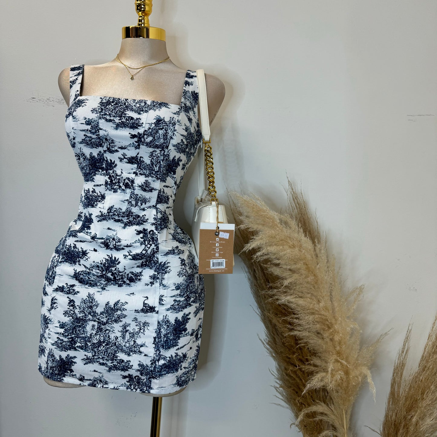 Hayden Corset Dress-Blue/White