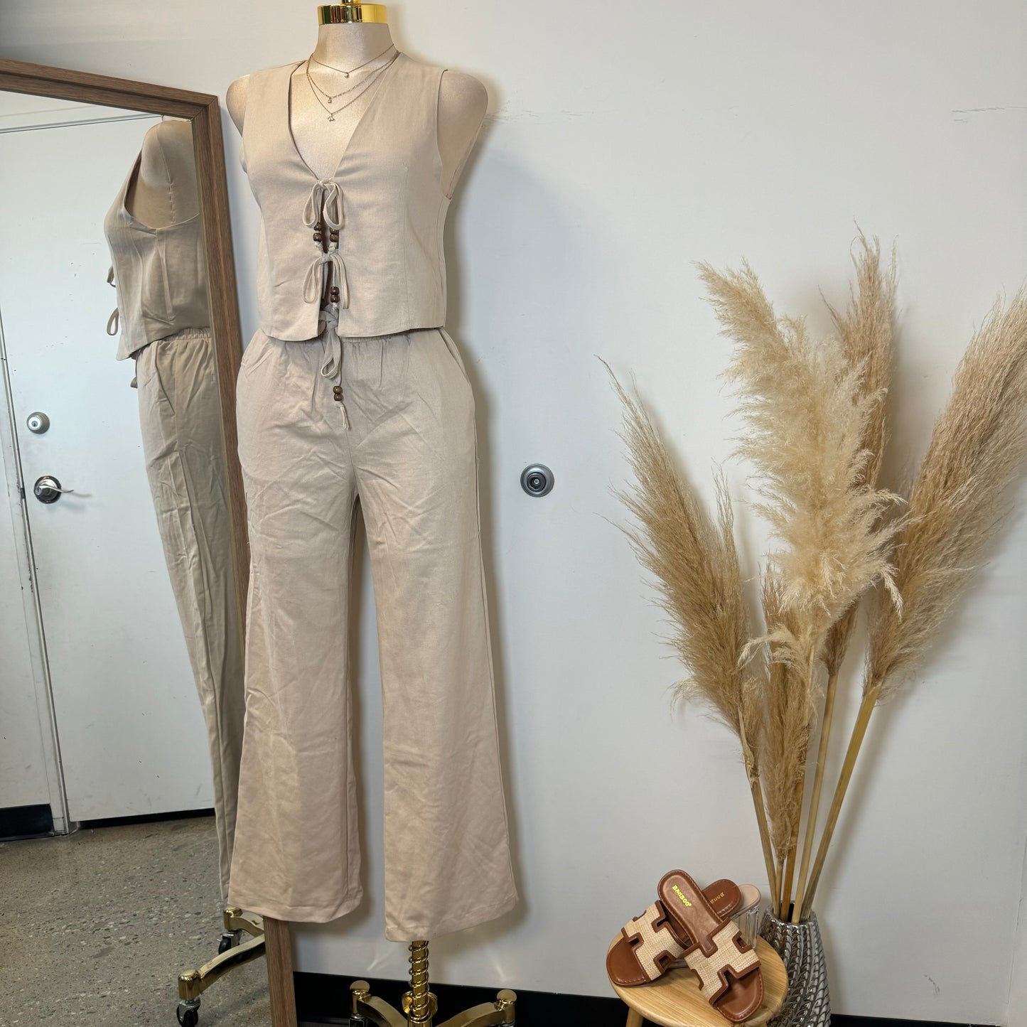 Knot Pant Set-beige