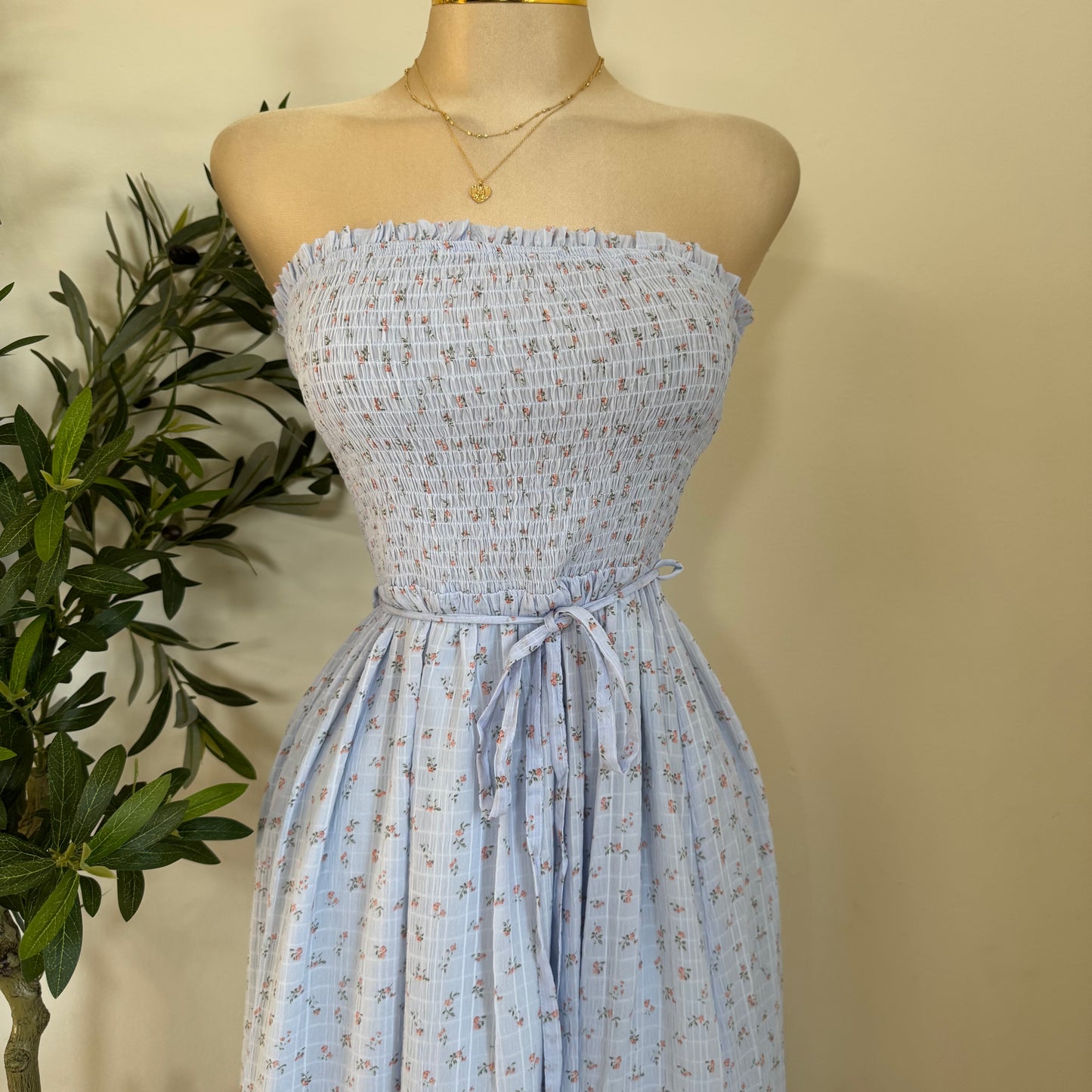 Strapless Maxi Dress-Baby Blue