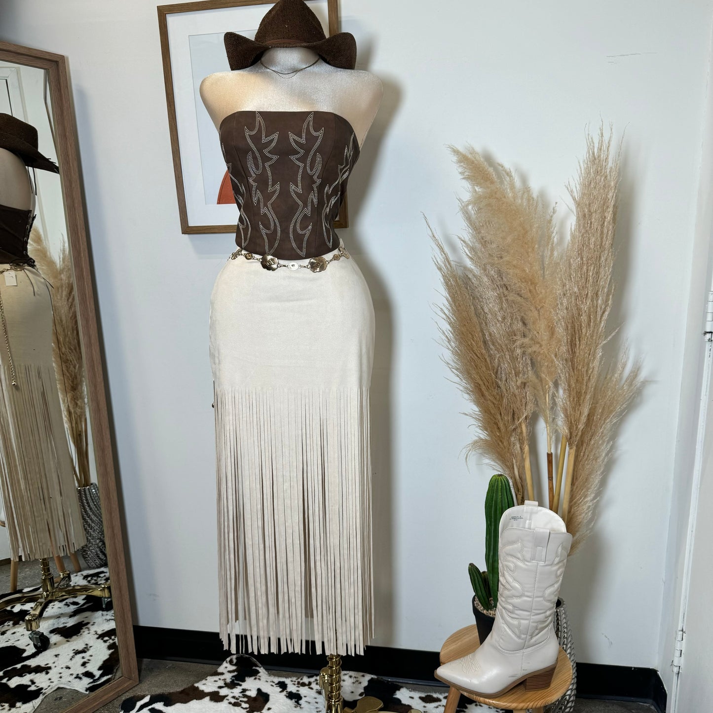 La nena Embroided Western Corset-Brown