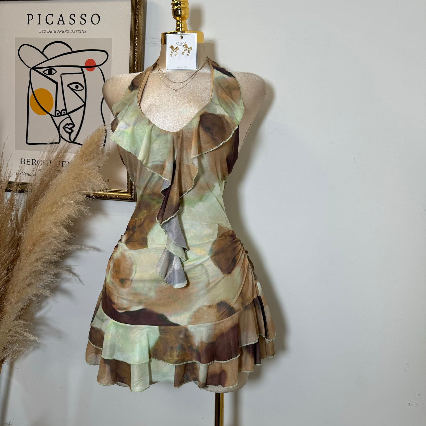 Amy  Halter Dress-Green