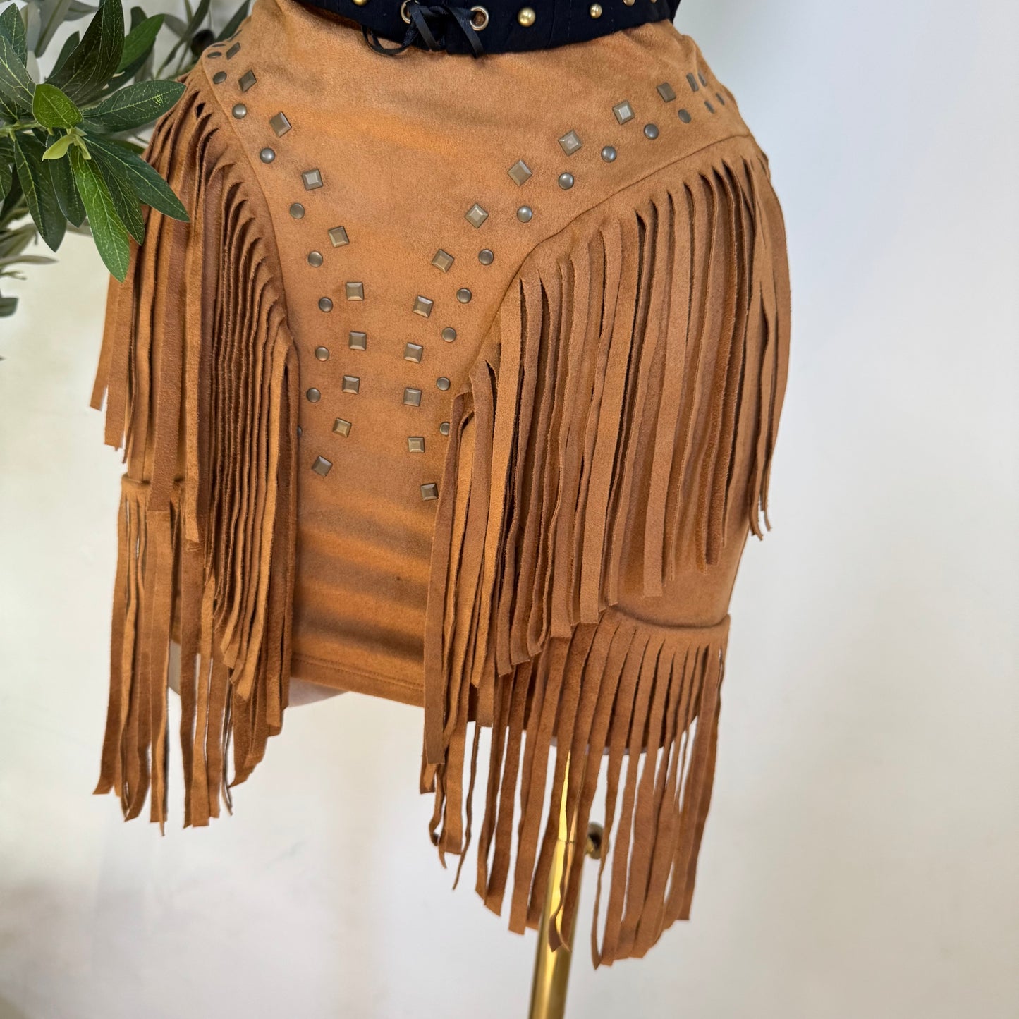 La Muy Muy Fringe Skirt-Tan