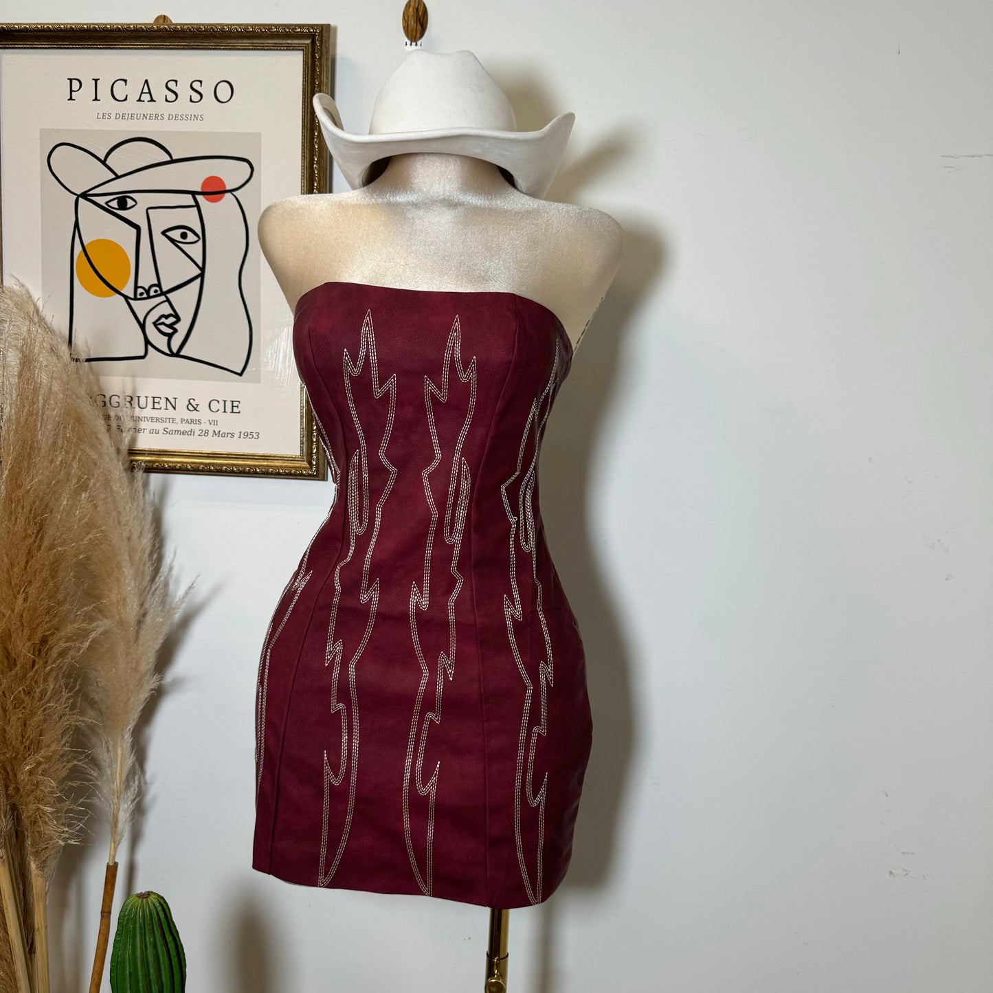 Taymara Corset Dress-Burgundy