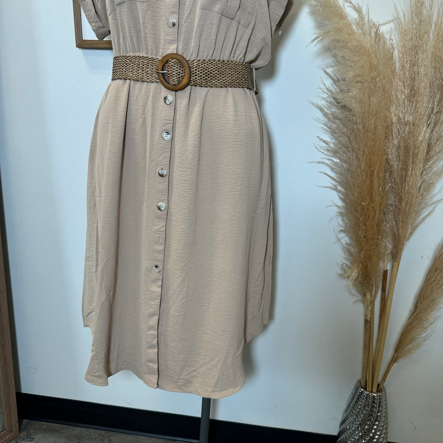 Lorel Dress with Belt PL-Taupe