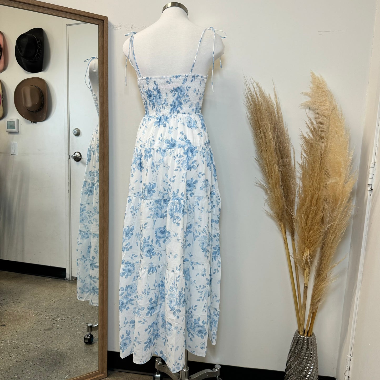 Adriely Corset Maxi Dress-White/Blue