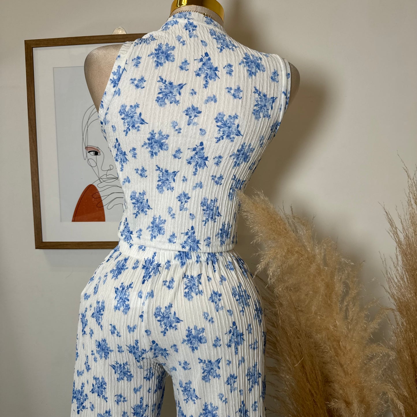 Tamara Two Piece Set-White/Blue