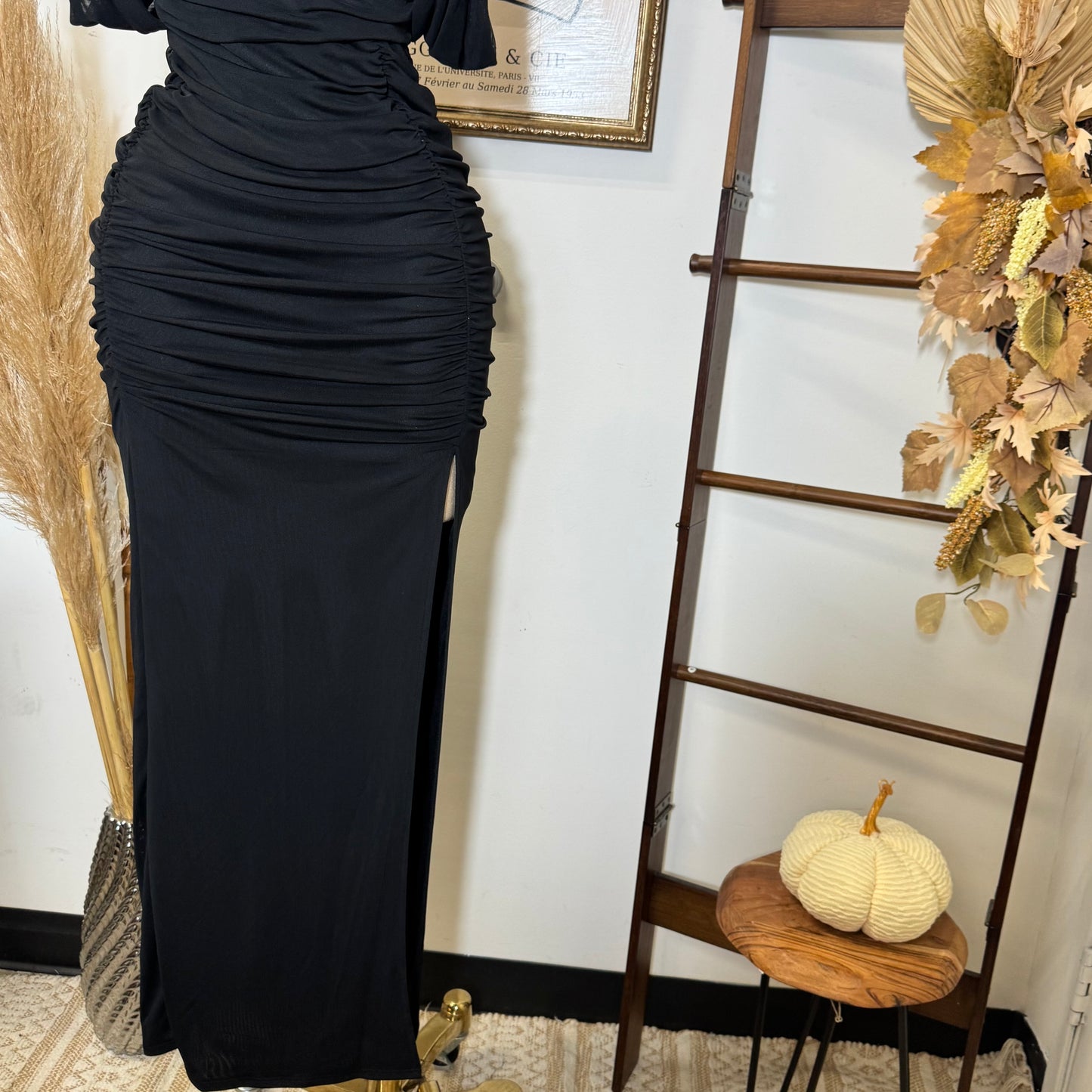 Long Maxi Off Shoulder Dress-Black