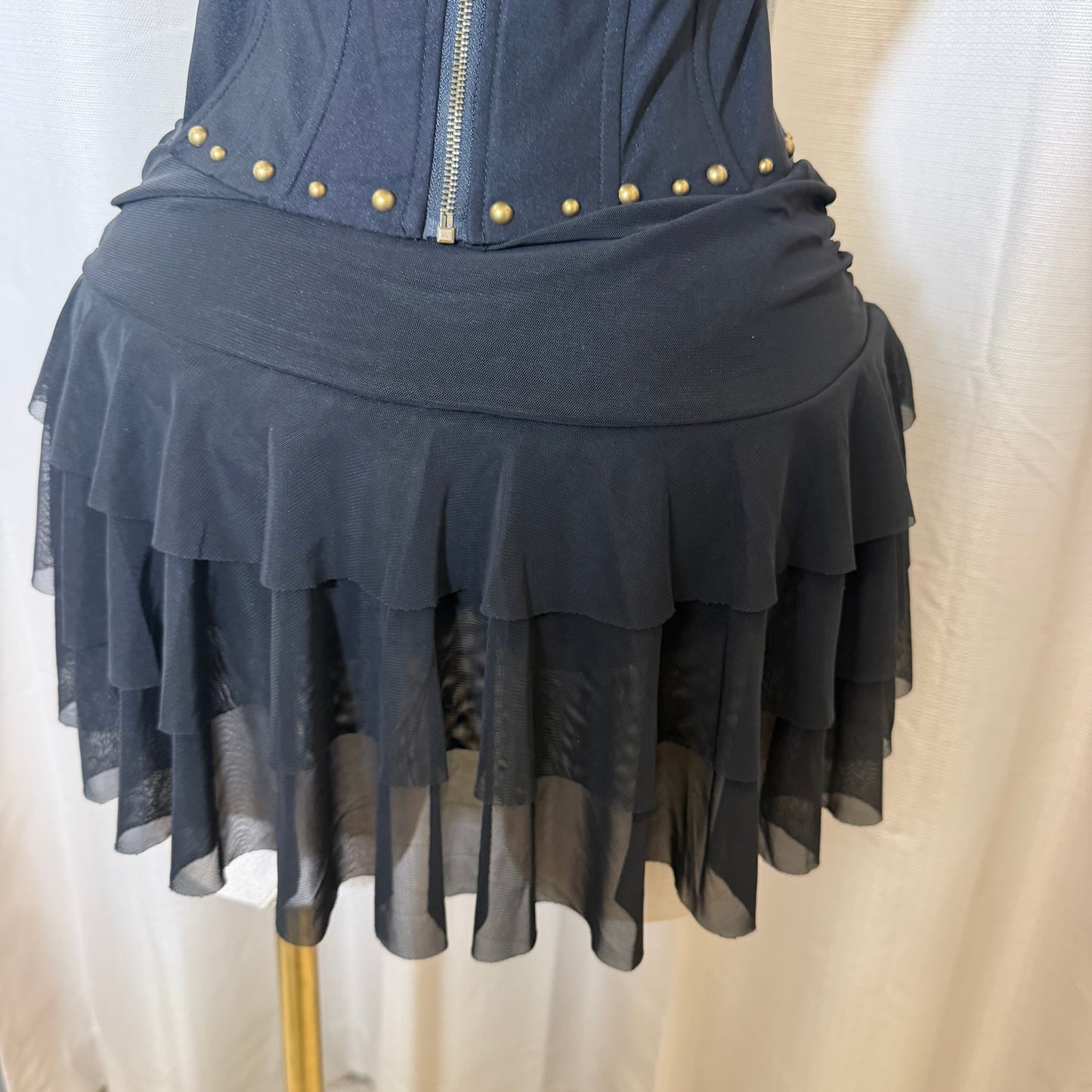 Flare skirt with short underneath-Black