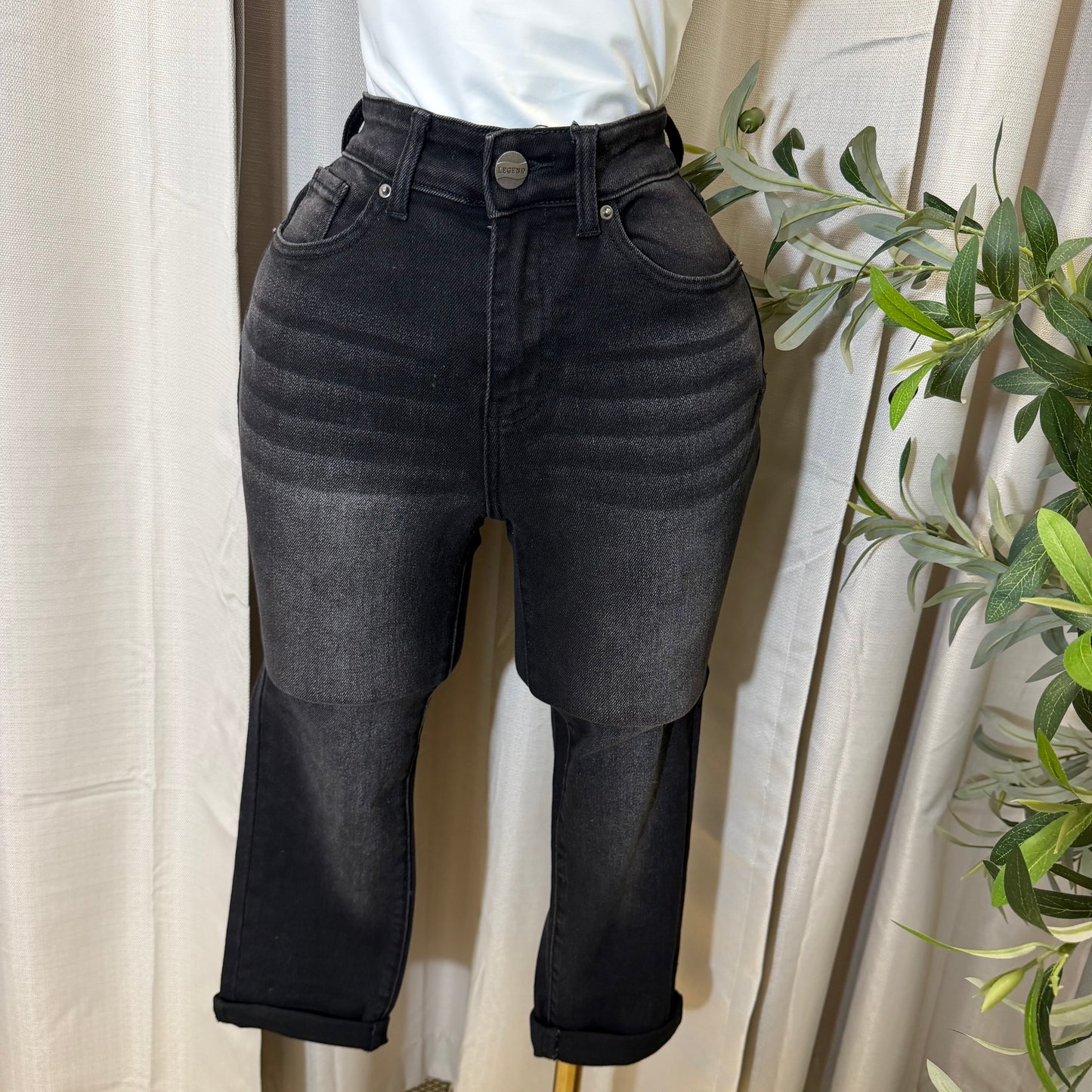 Denim High waisted Capri-Black