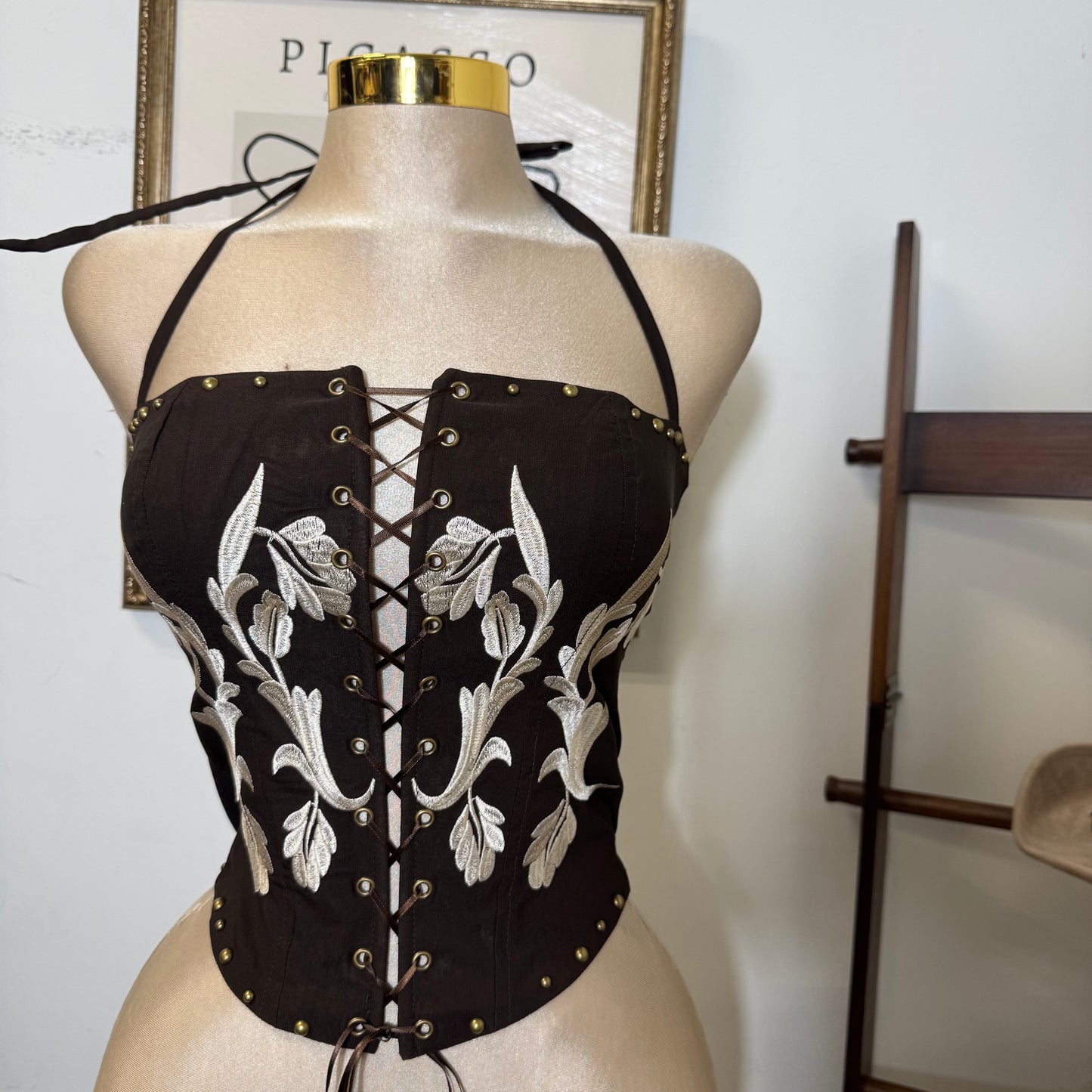 La Nena Corset Top-Brown