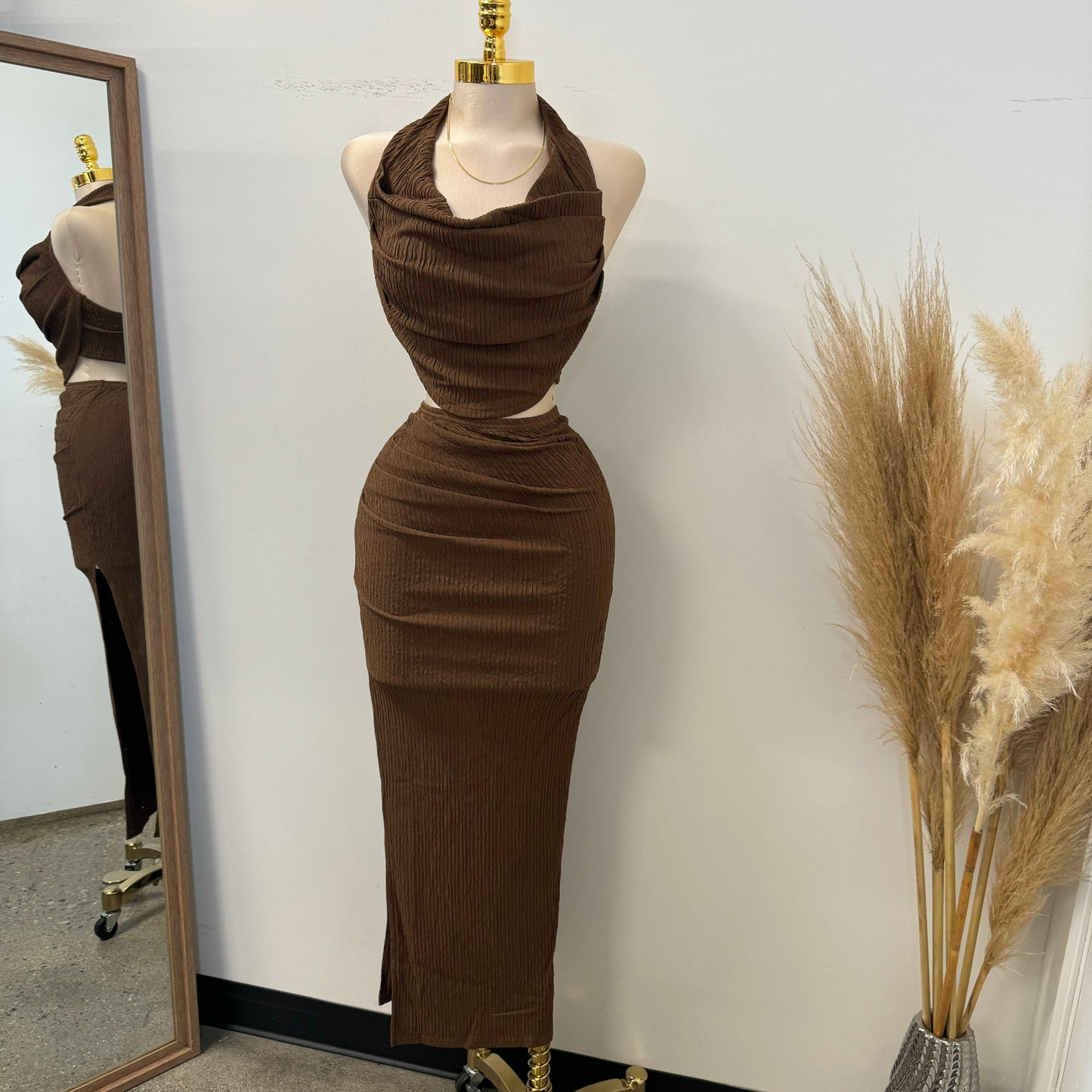Coco Two piece Set-BROWN is
