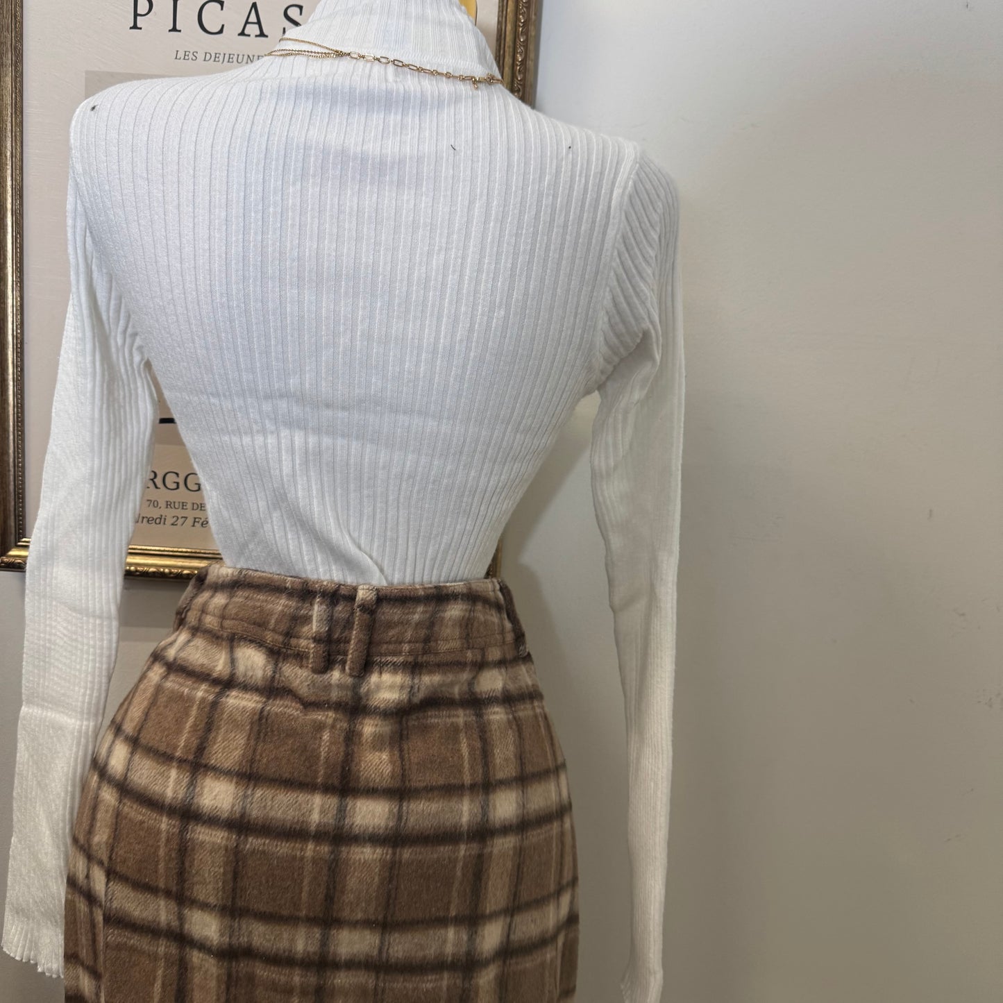 Ribbed Mock Neck Long sleeve-White