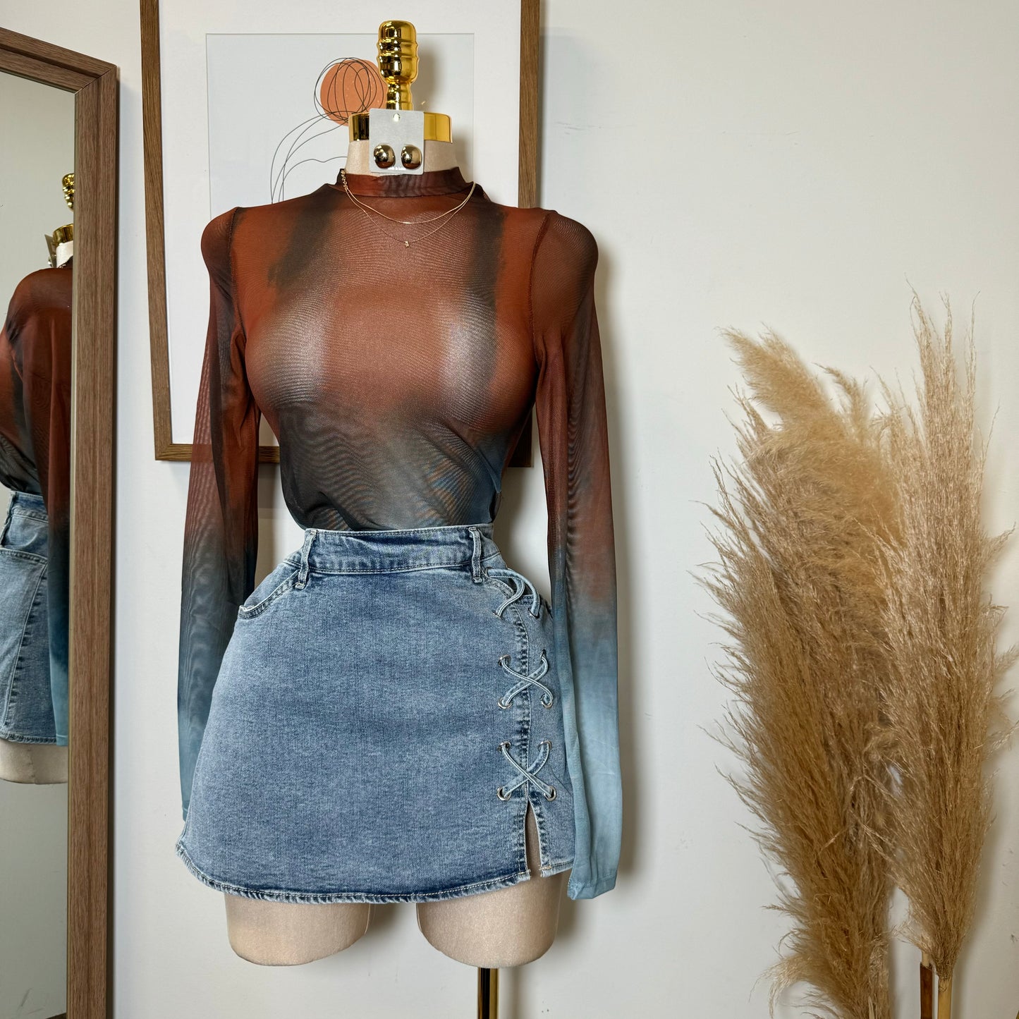 Chica Sexy Denim Skirt-Blue