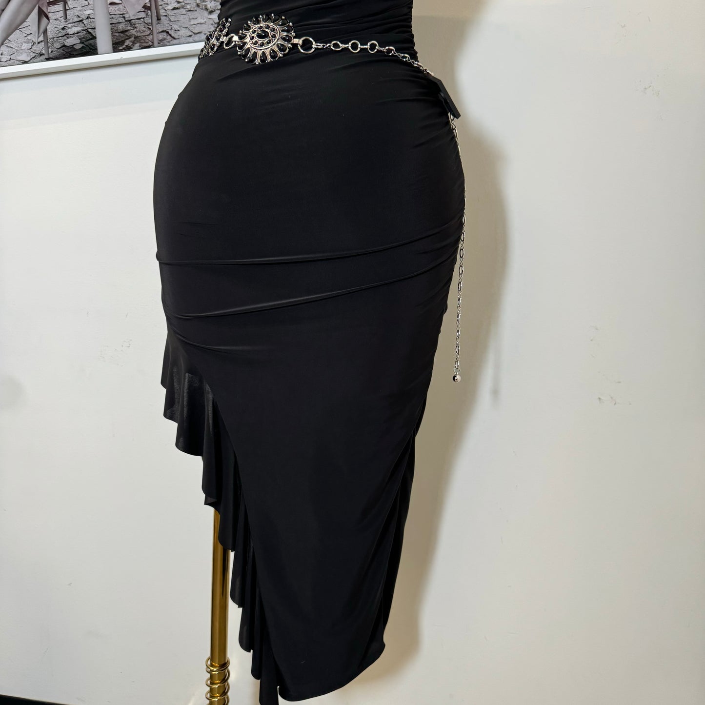 Halter Asymmetrical Dress-Black